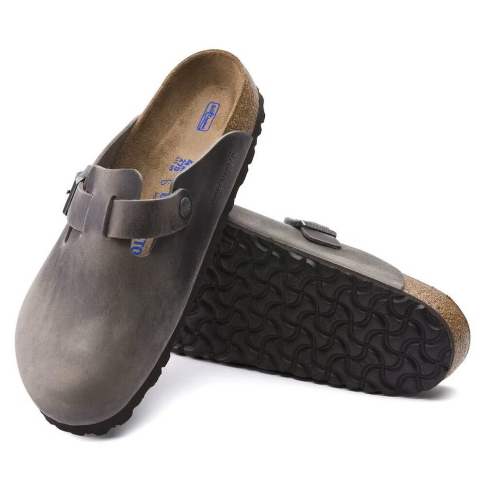 Birkenstock Boston Soft Footbed Oiled Leather Clog Iron Sz 42 M (9), W (11-11.5) - Picture 2 of 6